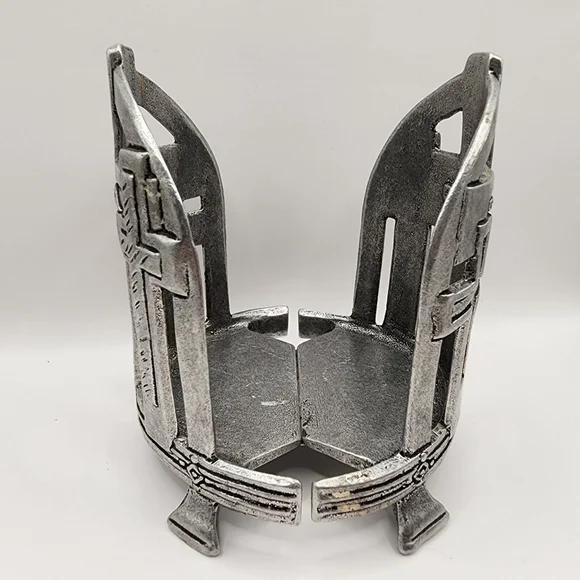 2001 Carson Statesmetal Candle Holder Pewter Crosses Religious Large Jar Footed - Picture 2 of 5